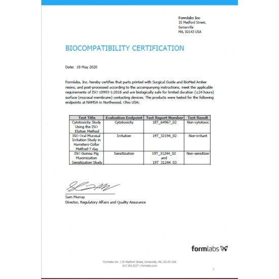 Cartridge Formlabs Biomed Amber Resin, 1L